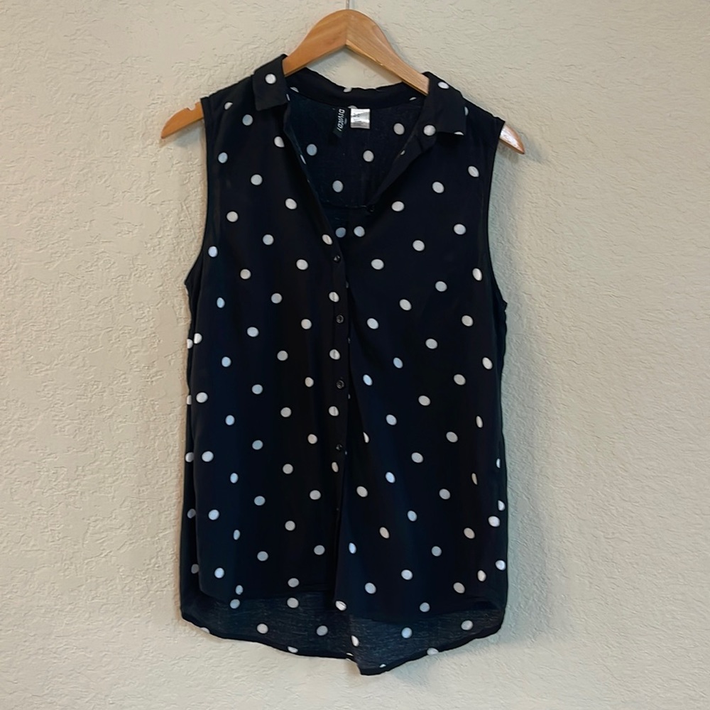 Black Top with White Polka Dots